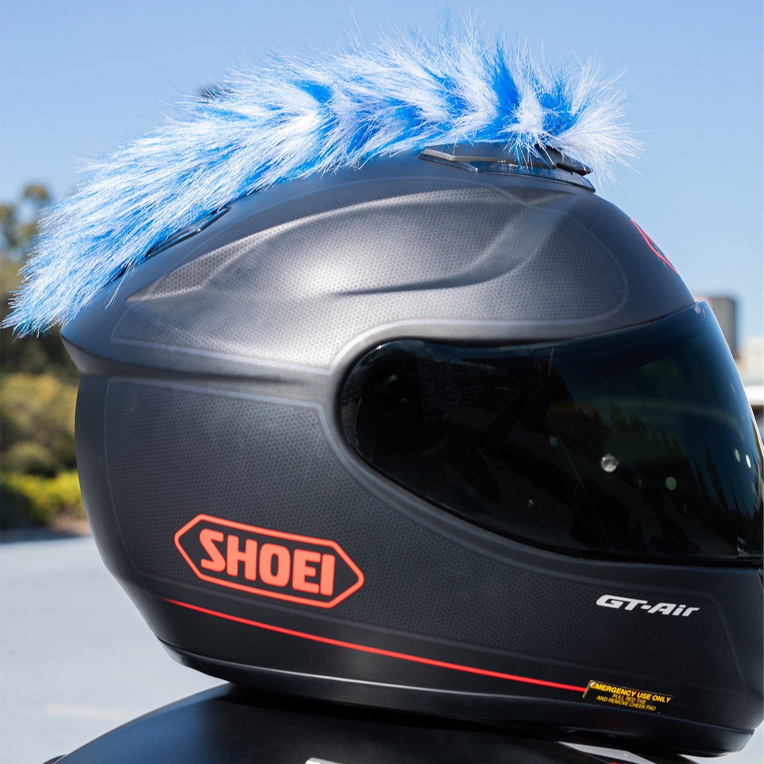 Motorcycle Helmet Mohawk - Blue and White - Moto Loot