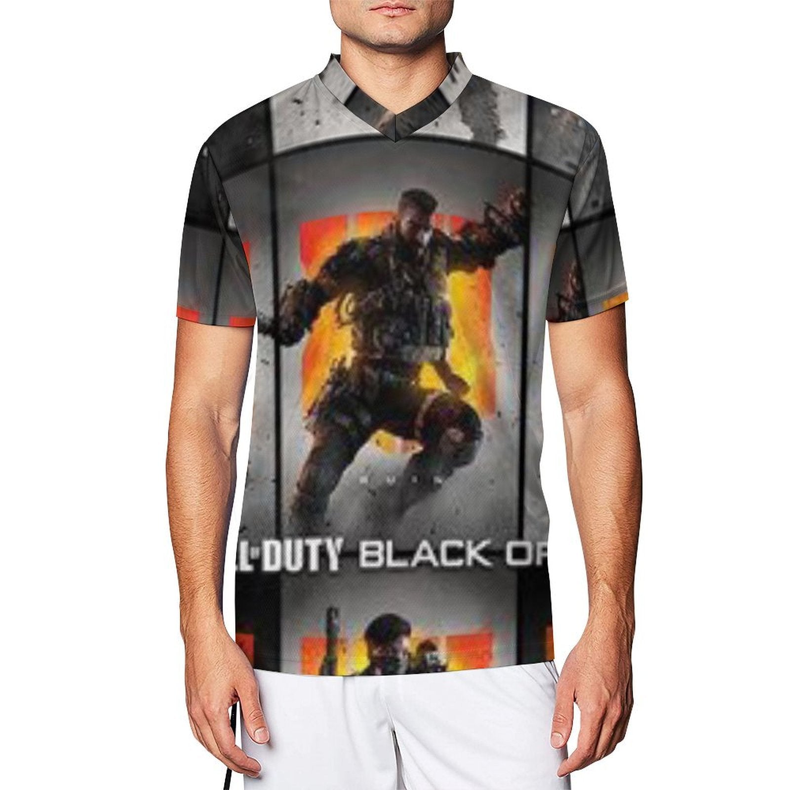 Custom Call Black Action 4 Character Games cartel camiseta de fútbol 2024