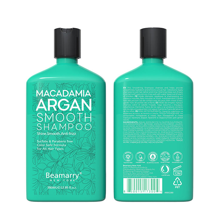 Beamarry York Macadamia Argan Smooth Shampoo 380 ml- Phosphate – beamarryph