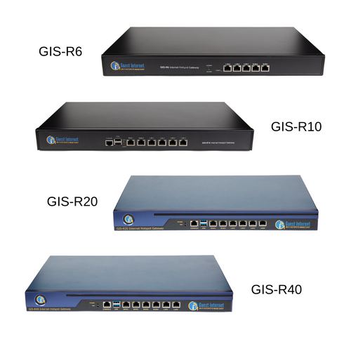 Guest Internet Range for of products for campgrounds, GIS-R6, GIS-R10, GIS-R20 and GIS-R40