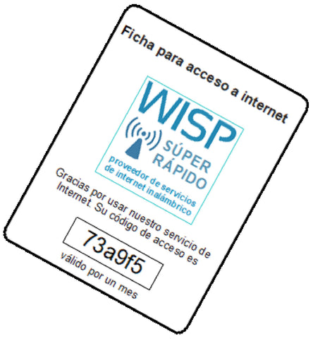 WiFi access codes printed in a voucher