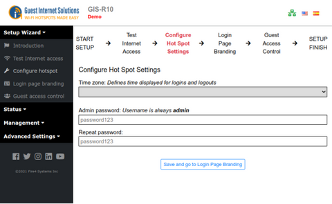 Configure hotspot settings. Enter a strong password to prevent unauthorized access, make a note of the password.