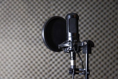recording microphone in vocal booth