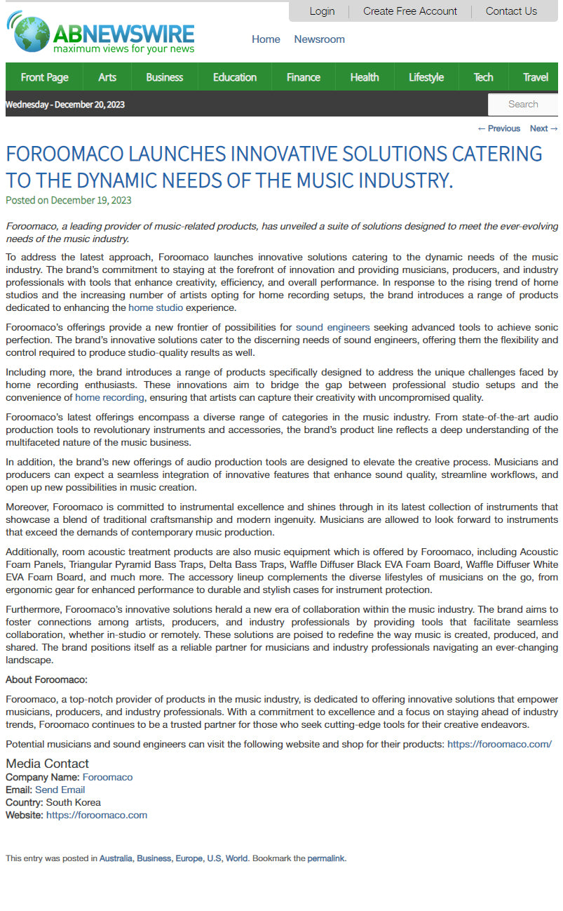 Foroomaco Launches Innovative Solutions Catering to the Dynamic Needs of the Music Industry