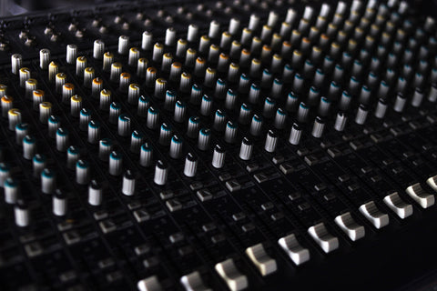 professional mixing console in a professional studio