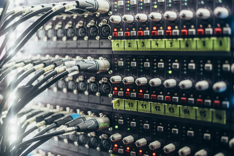 recording studio gears in rack