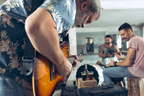 repetition of rock music band electric guitar playing