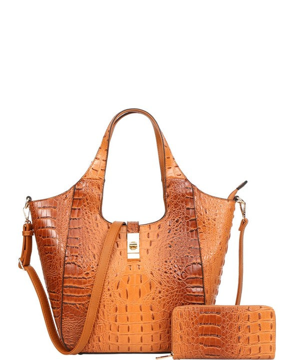 2-IN-1 Crocodile Satchel Bag