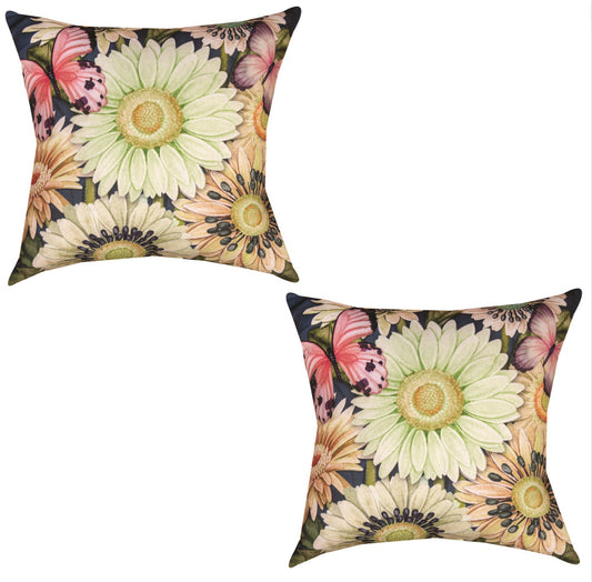 Set of 2 Butterfly Indoor/Outdoor Pillows - Boho Pillow Set - Climaweave Pillows