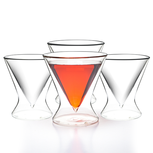 Stemless Martini Glasses with Chiller Set of 2 - Elegant Cocktail Glasses  Set with Cavier Server Bowl - Beautiful Bar Martini Glass Gift Set for  Margarita, Cosmopolitan, Manhattan Cocktails 