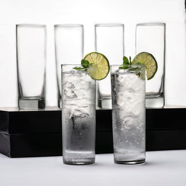 Crystal bubble based Collins glasses - a set of 4-Heavy Bottoms