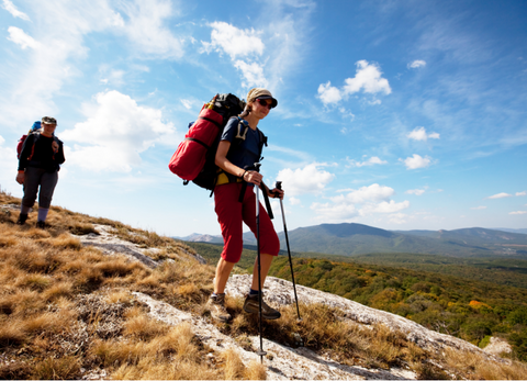 hiking wearing Merino