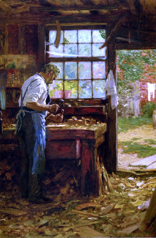A Village Carpenter by Edward Potthast Original Oil Painting