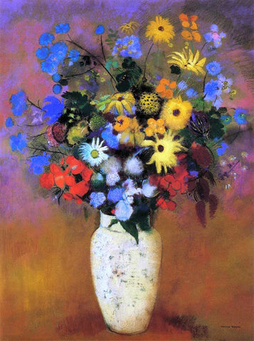 Large Bouquet in a Japanese Vase by Odilon Redon