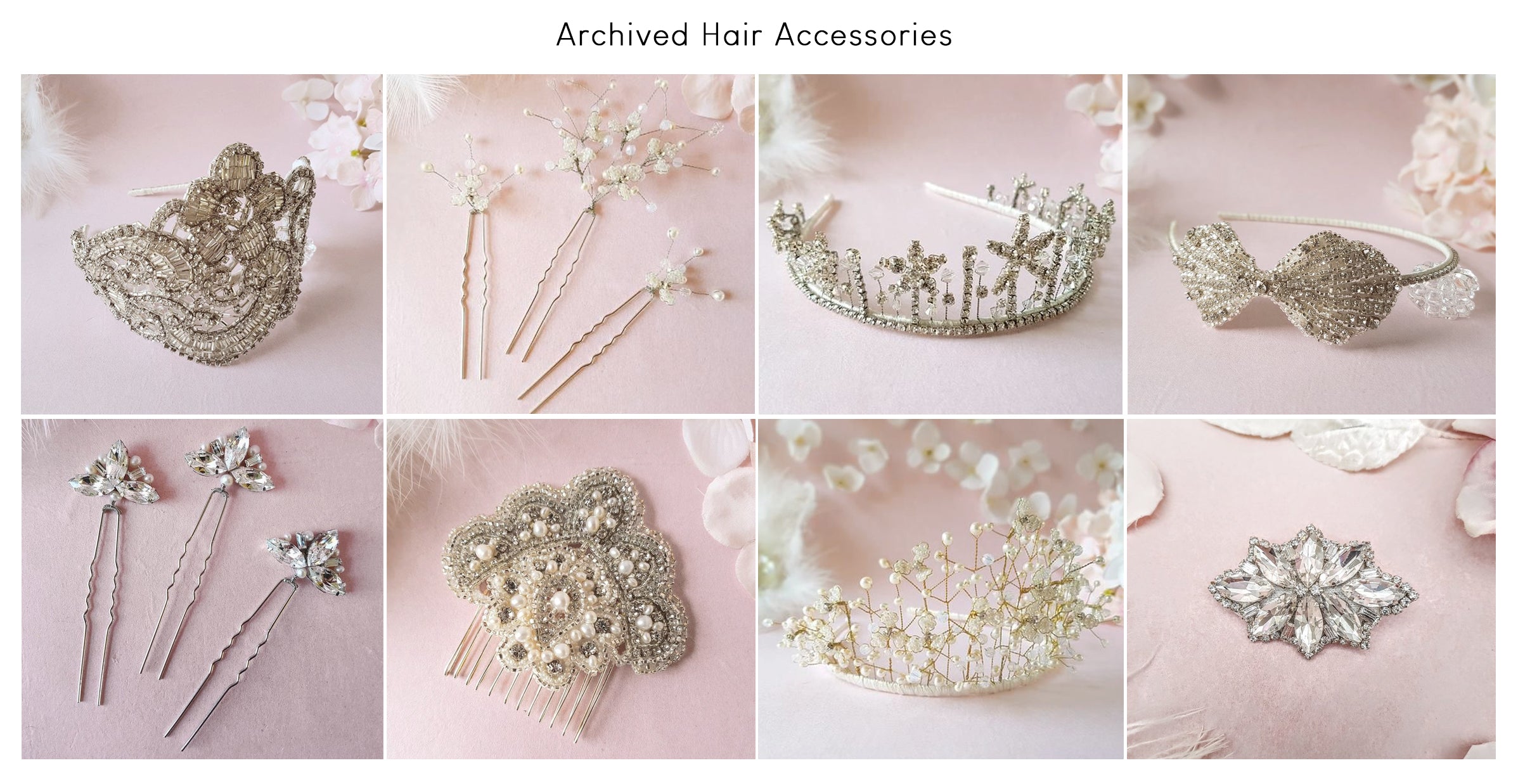 Archived bridal hair accessories designed & handmade by Susie Warner.