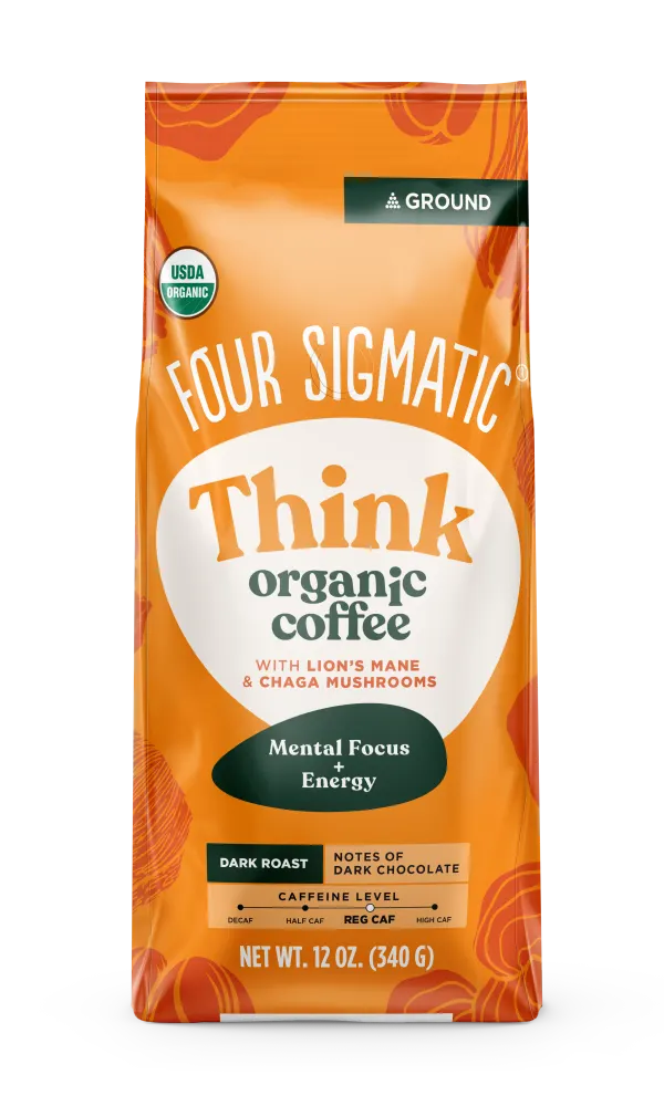 Package of Four Sigmatic organic coffee with lion's mane and chaga mushrooms.