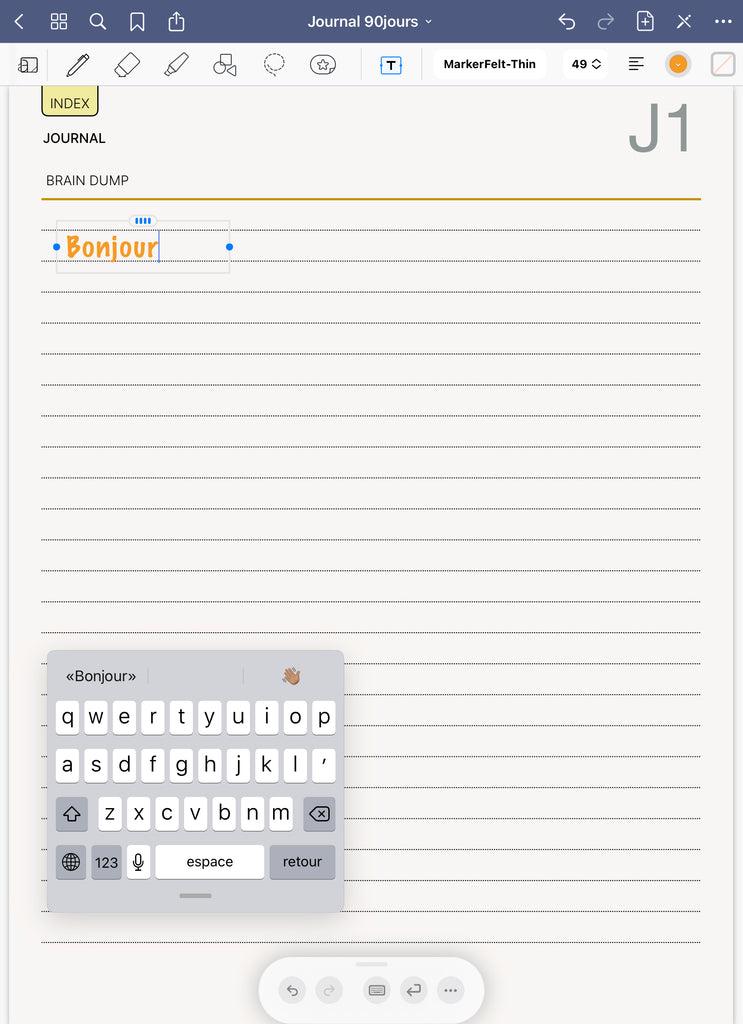 write text on the goodnotes 5 keyboard