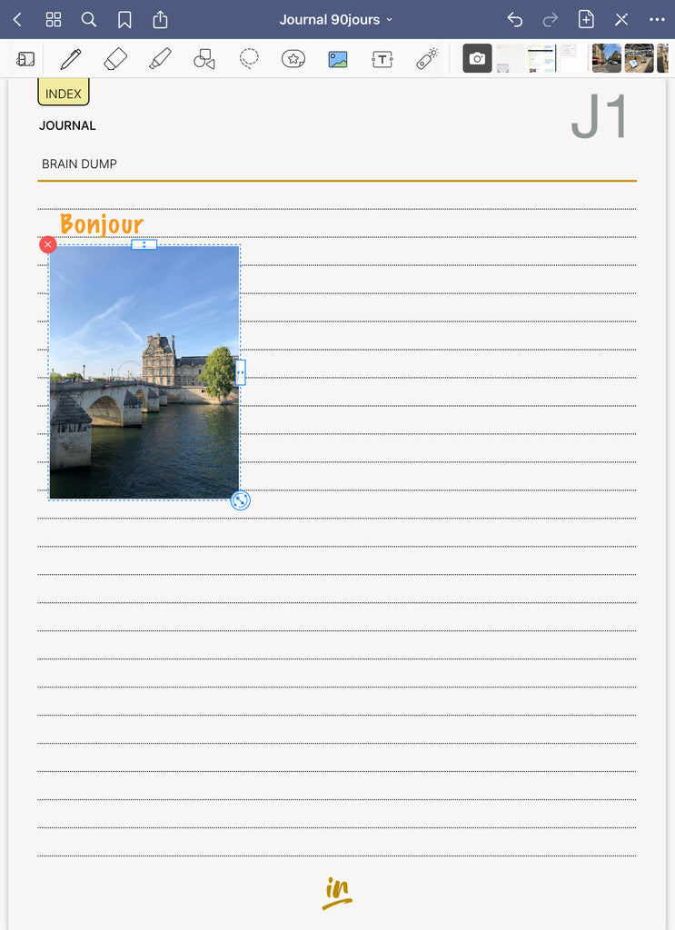 add images to a digital planner