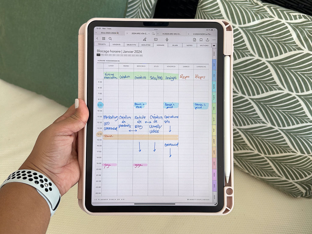 Time blocking with a 2024 digital planner