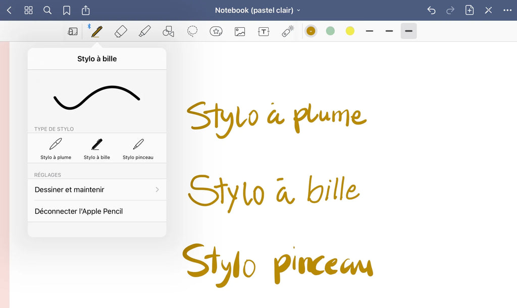 Fonctionnalité stylet avec GoodNotes app InMotion Planner