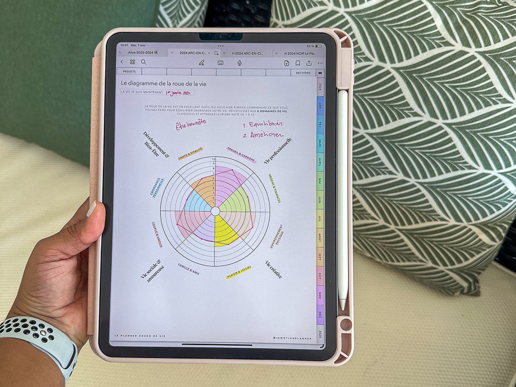 The Wheel of Life in the 2024 digital Planner on iPad and Goodnotes 6