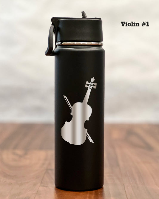 24 ounce Water Bottle with engraved Bass – Platinum Pixs
