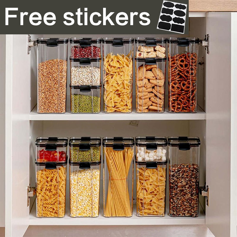 1800ml Dry Food Storage Box Food Containers Transparent Stackable