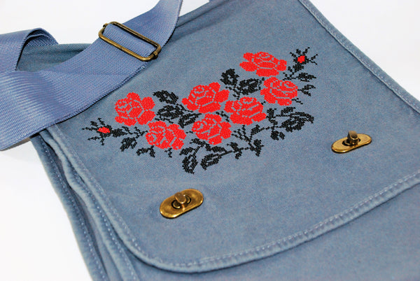 Vintage cotton canvas embroidered bag - Ukie Style