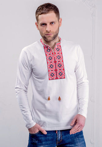 Men's long sleeve shirt with red embroidery. Sizes S - L – Ukie Style