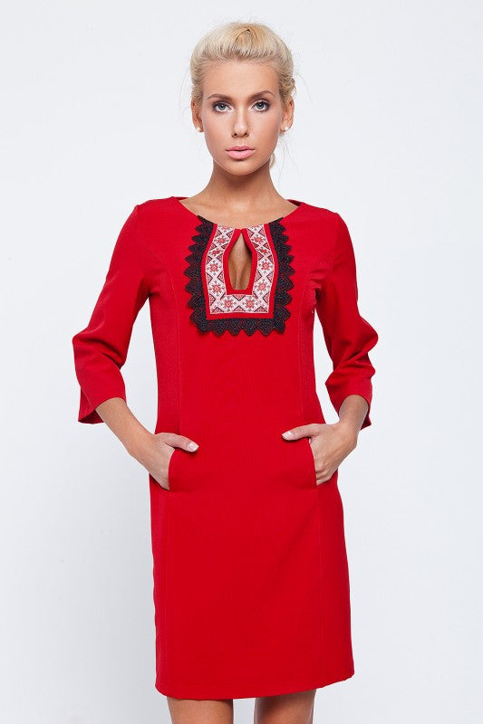 Women's dress with embroidery design on front - Ukie Style