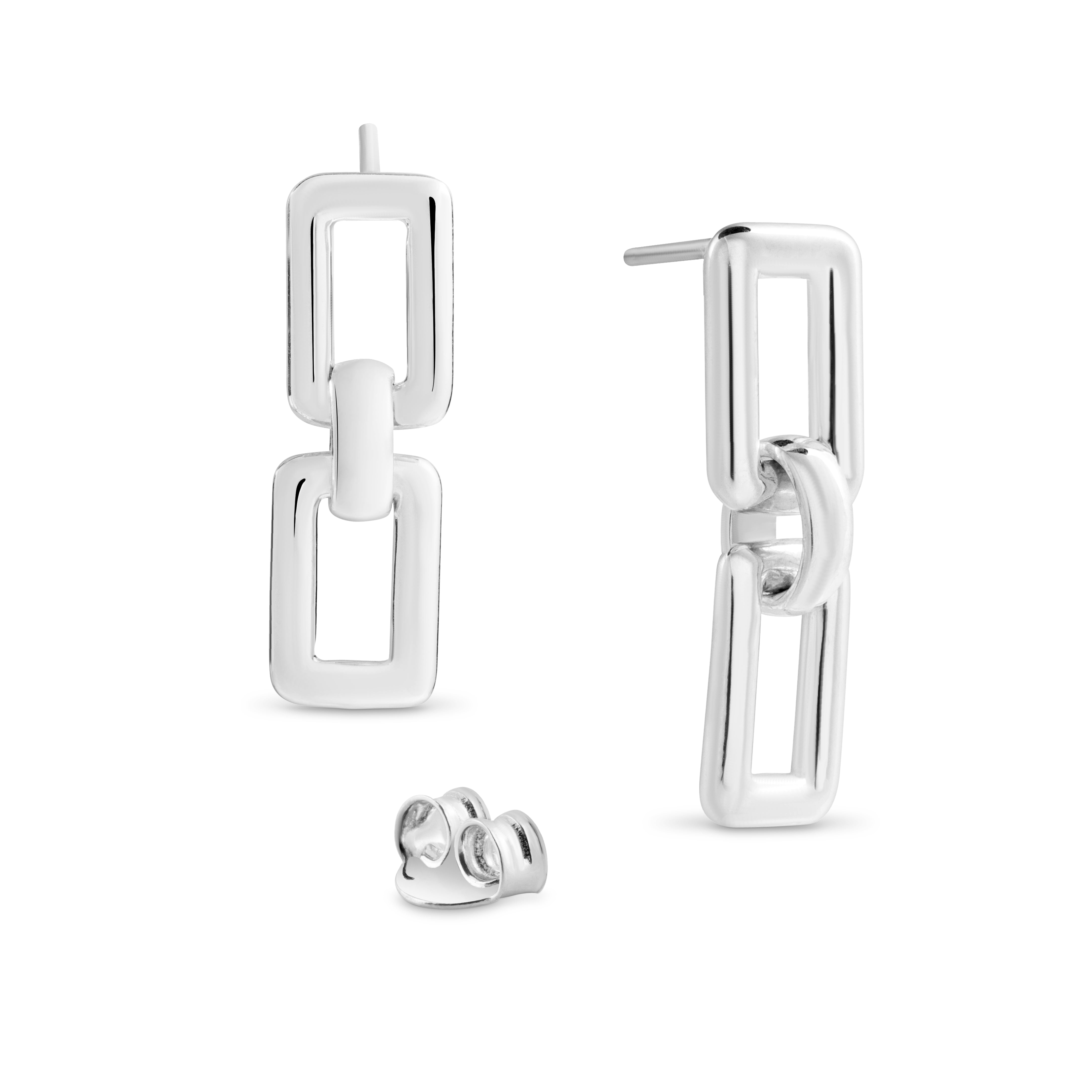 Sterling Silver or 22c Gold Plate Square Link Earrings | Hersey & Son Silversmiths