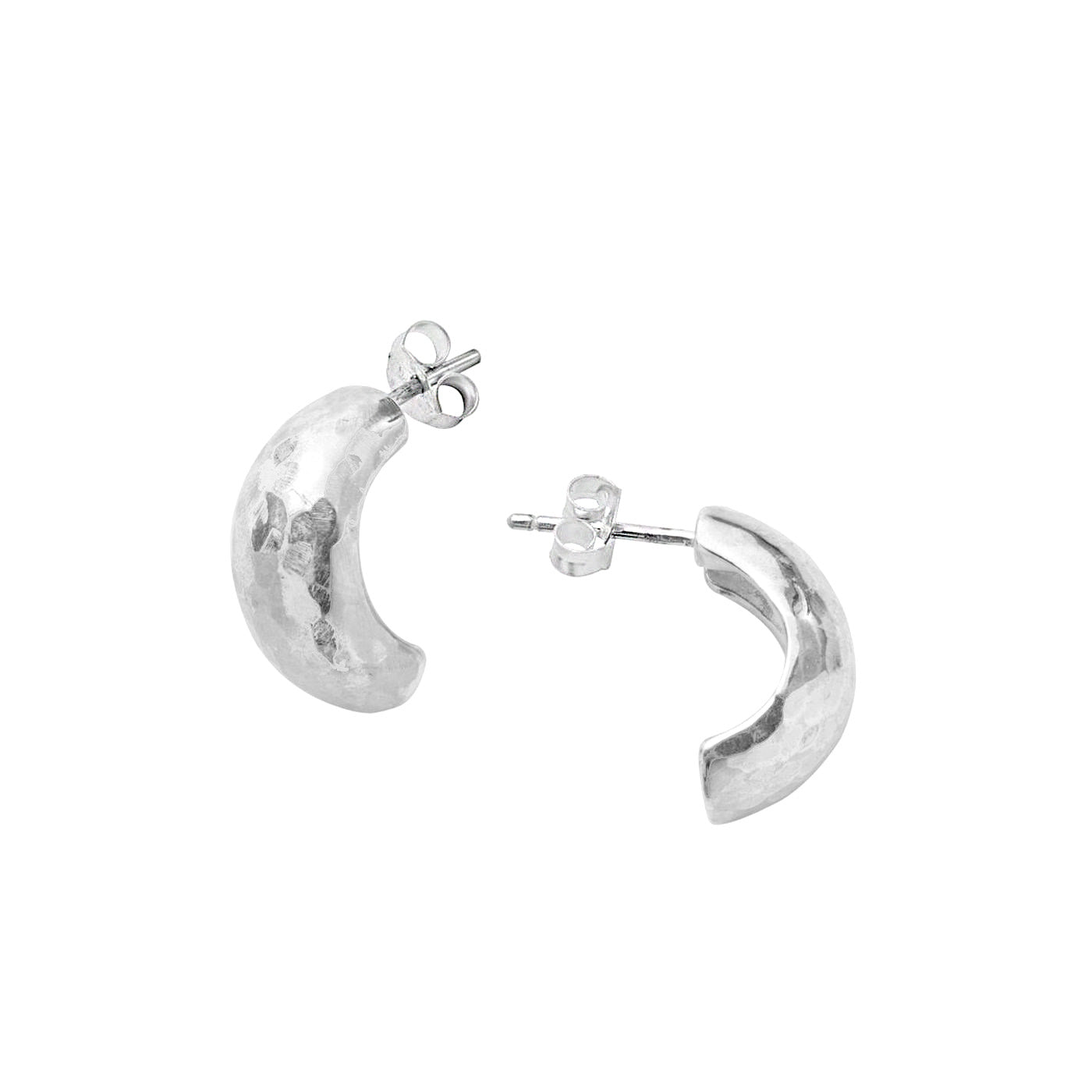 Hammered Half Hoop Earrings | Hersey Silversmiths