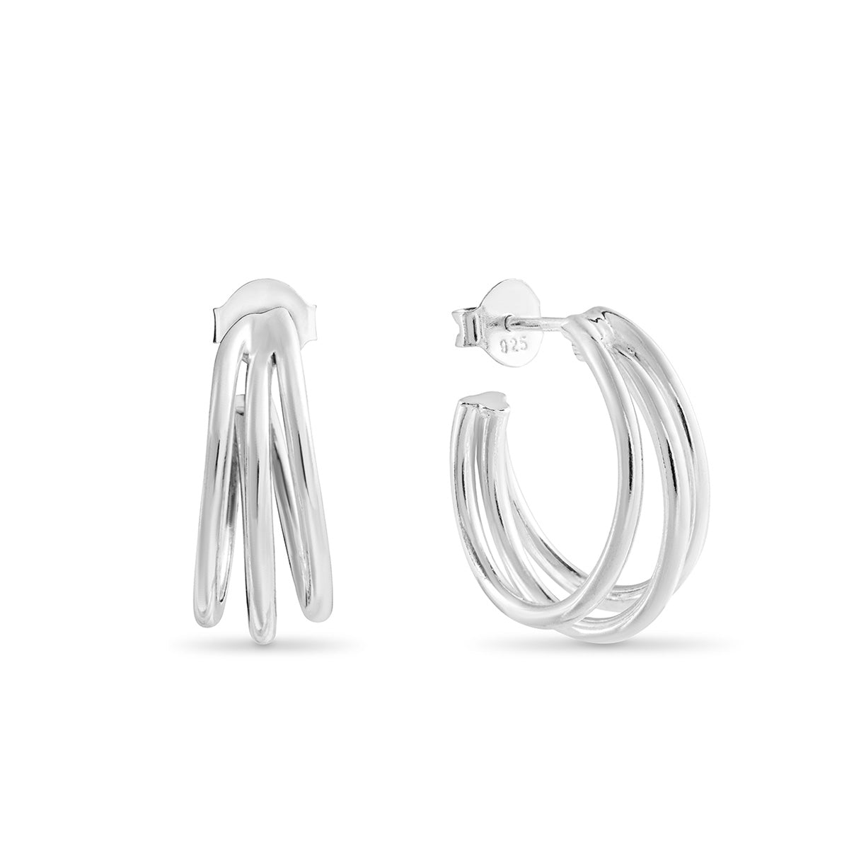 Sterling Silver or Gold Plated Triple Wire Hoop Earrings | Hersey & Son Silversmiths