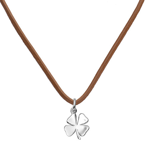 Silver Four Leaf Clover Leather Pendant | Hersey & Son Silversmiths