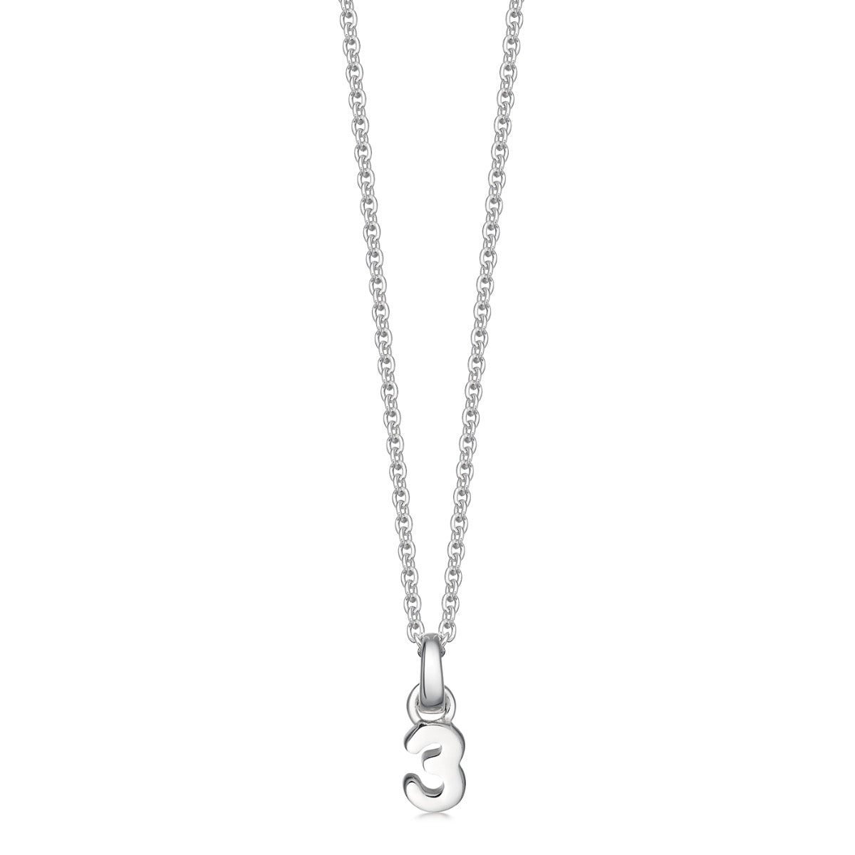 Silver Number 3 Pendant Necklace | Hersey & Son Silversmiths