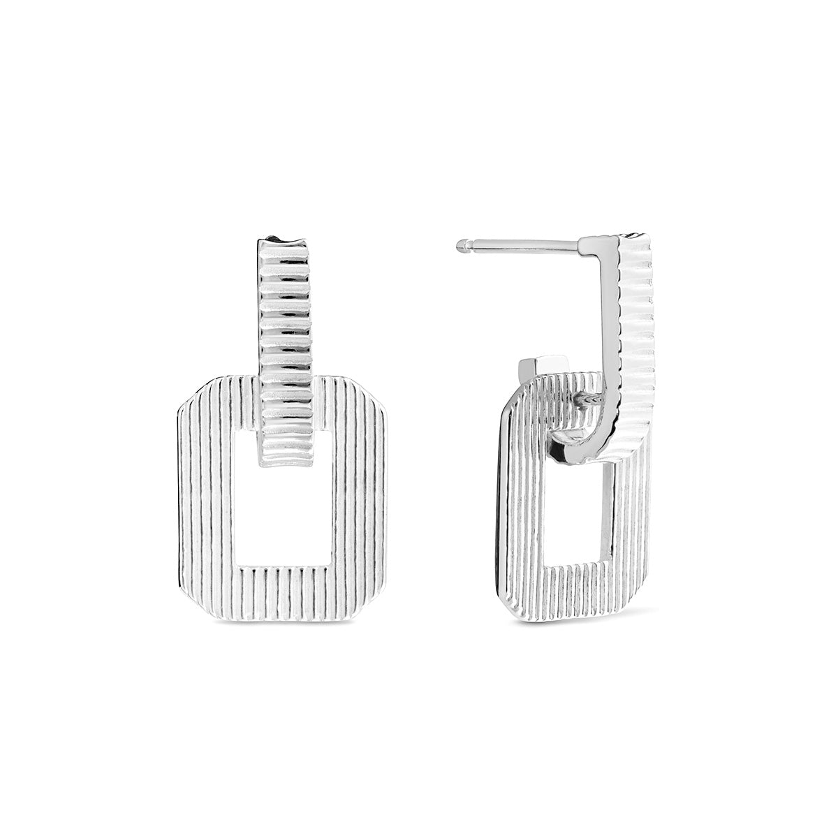 Sterling Silver Square Deco Drop Earrings | Hersey & Son Silversmiths