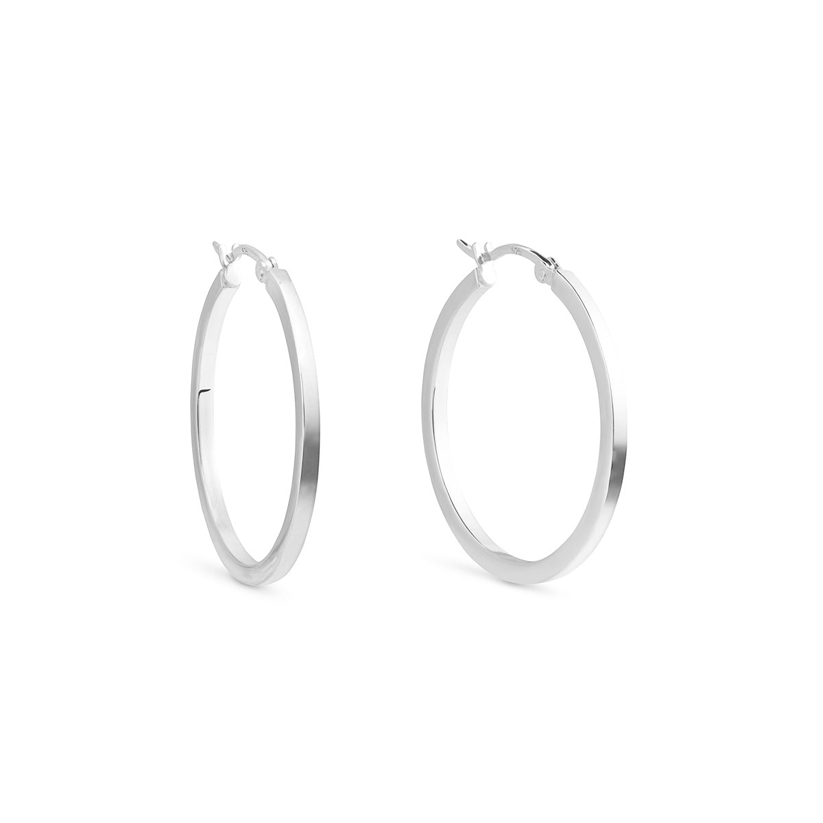 Sterling Silver Square Edged Hoop Earrings 30mm | Hersey & Son Silversmiths