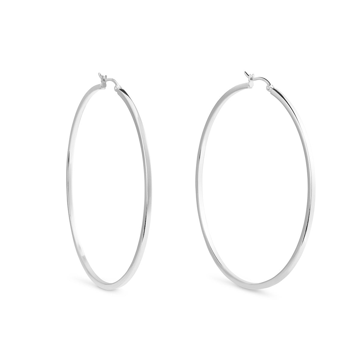 Sterling Silver Square Edged Hoop Earrings - Large | Hersey & Son Silversmiths