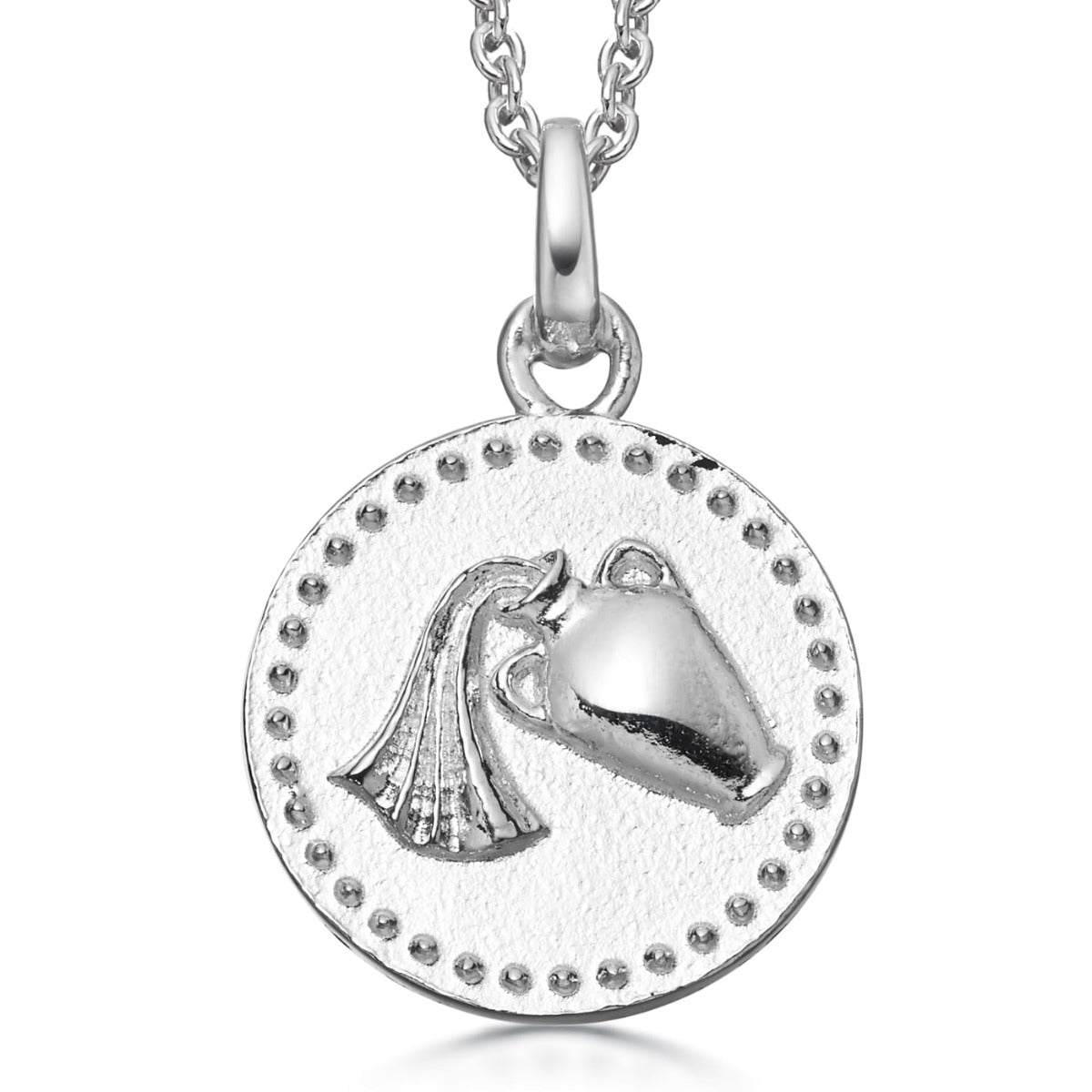 Silver Aquarius Zodiac Necklace Modern Design | Hersey & Son Silversmiths