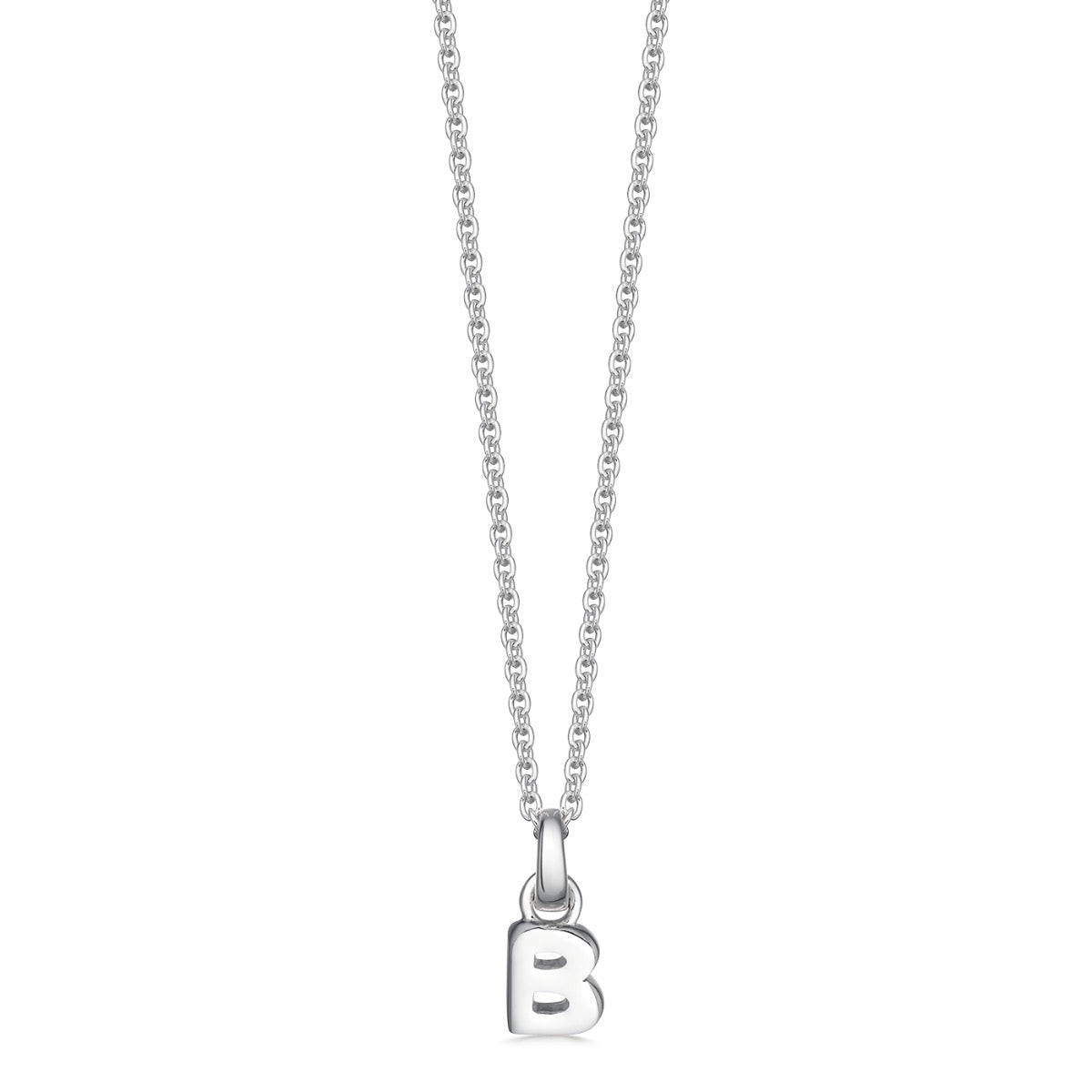 Mini Silver Letter B Initial Necklace | Hersey & Son Silversmiths