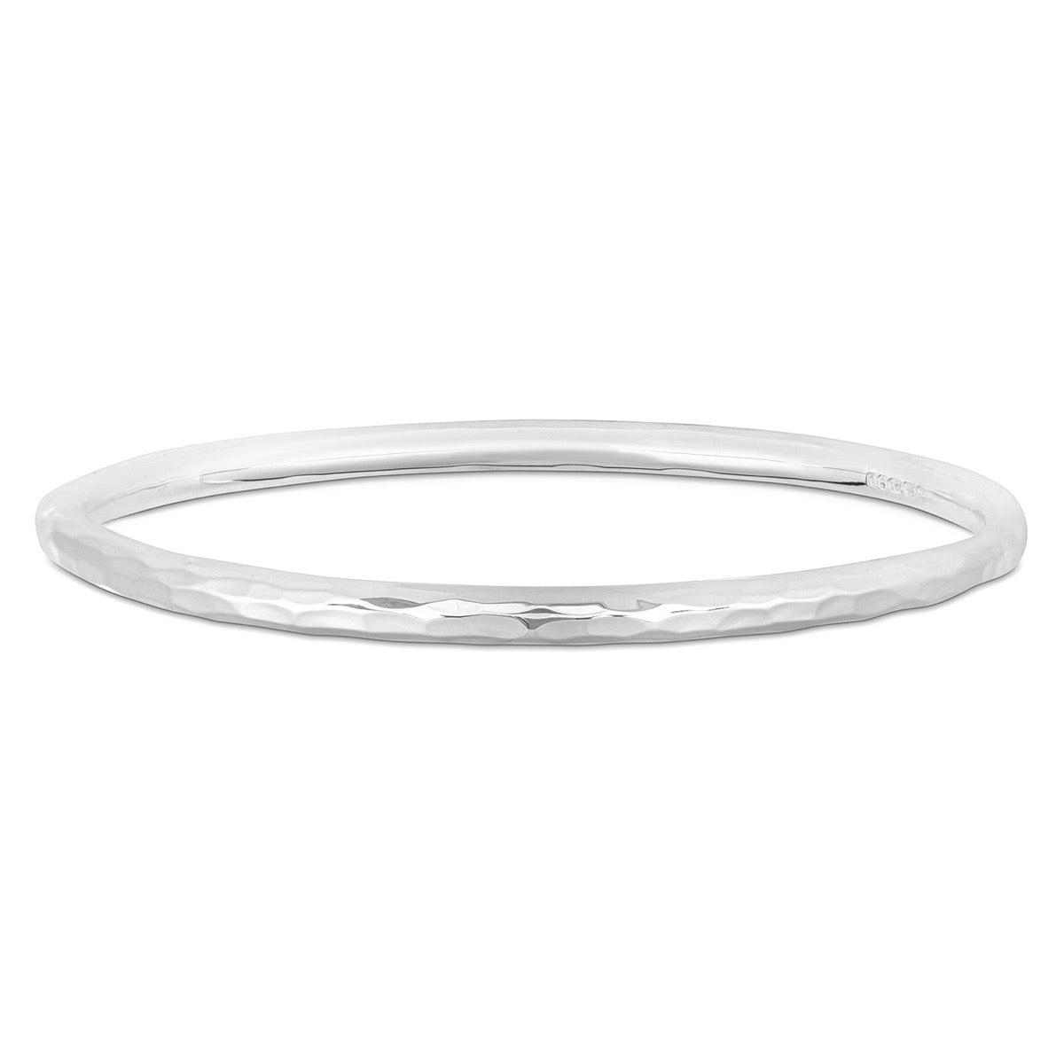 Round Hammered Silver Bangle 4mm | Hersey & Son Silversmiths