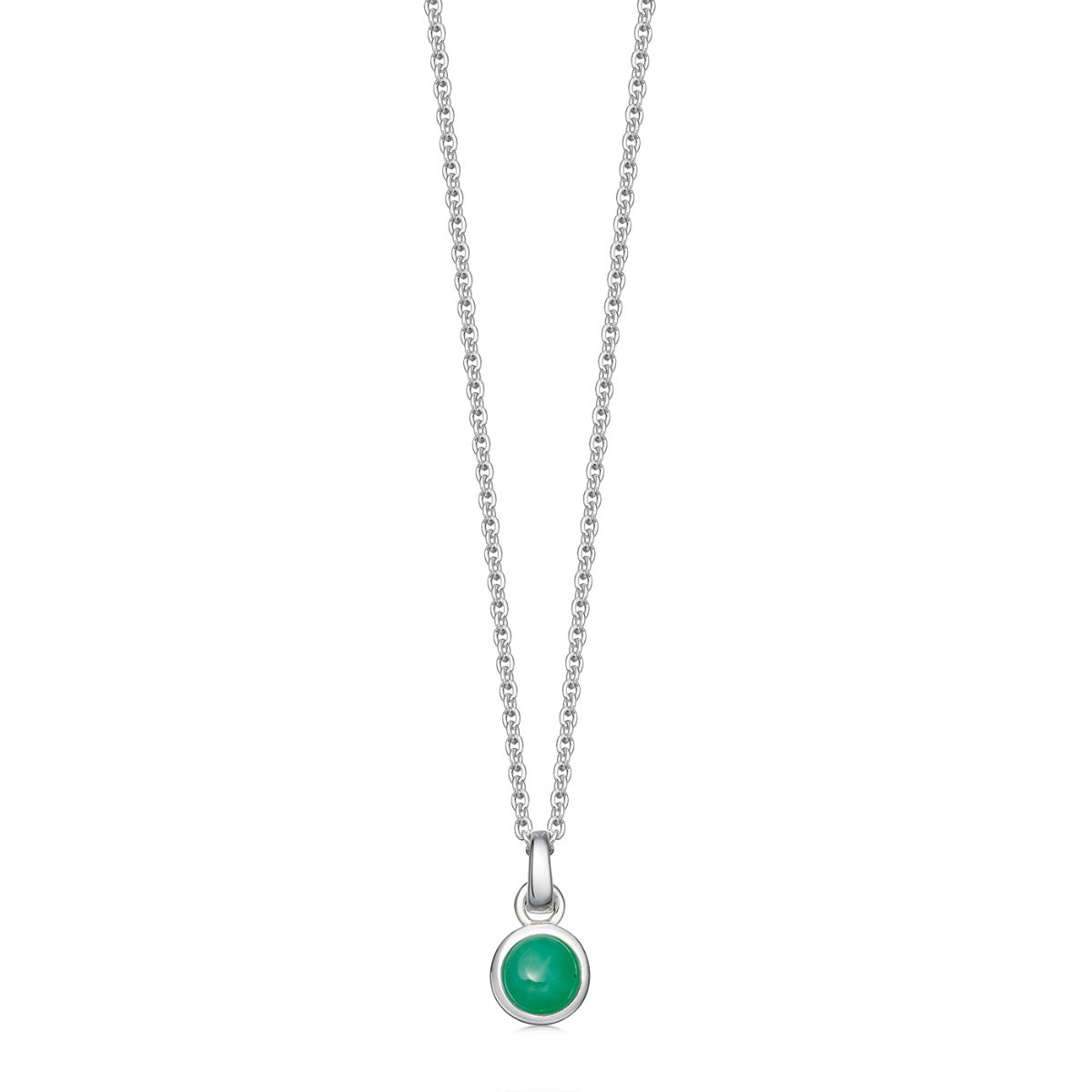 May Birthstone Silver Necklace Pendant Emerald | Hersey & Son Silversmiths