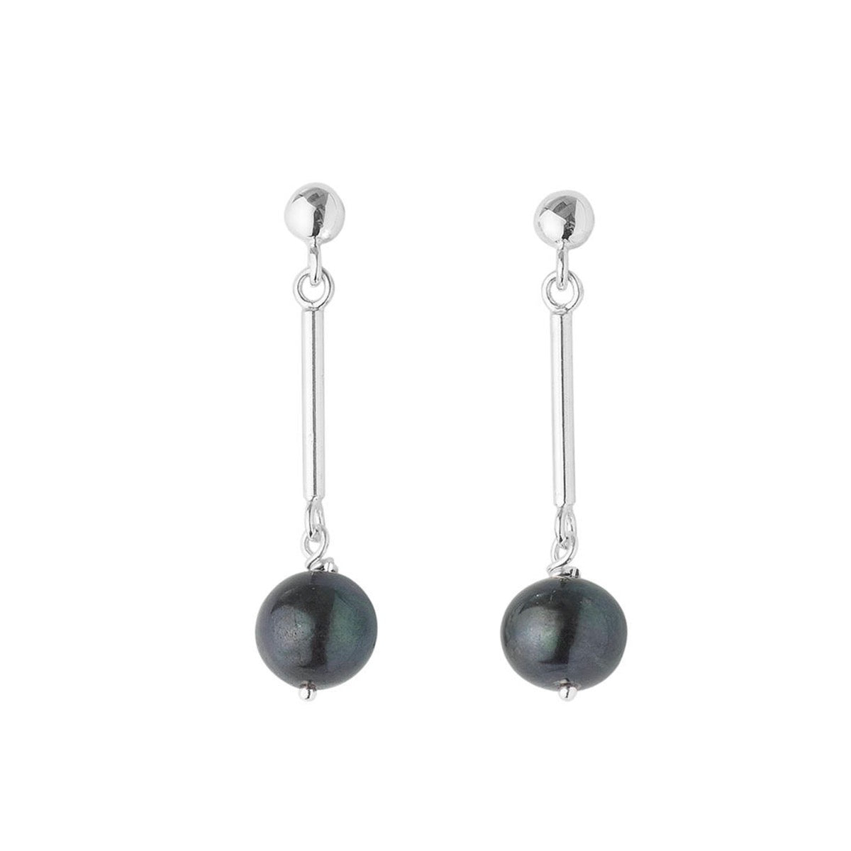 Silver & Black Pearl Drop Earrings | Hersey & Son Silversmiths