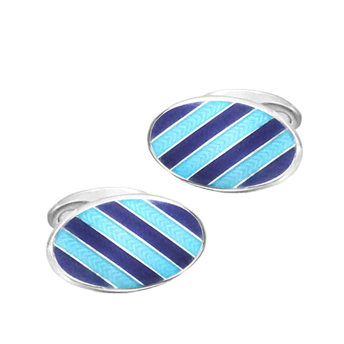 Silver Enamel Cufflinks Blue | Hersey & Son Silversmiths