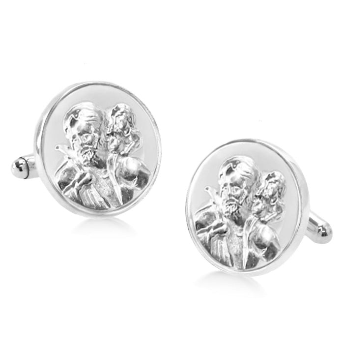 Deluxe Silver St Christopher Cufflinks | Hersey & Son Silversmiths