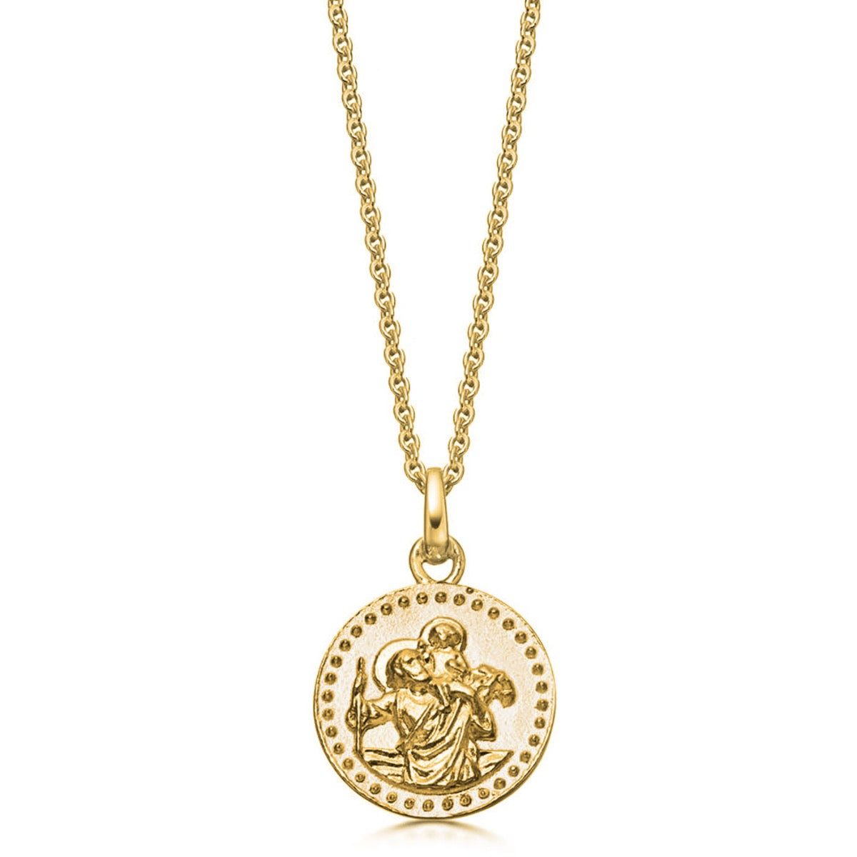 22k Gold Plated St Christopher Necklace | Hersey & Son Silversmiths