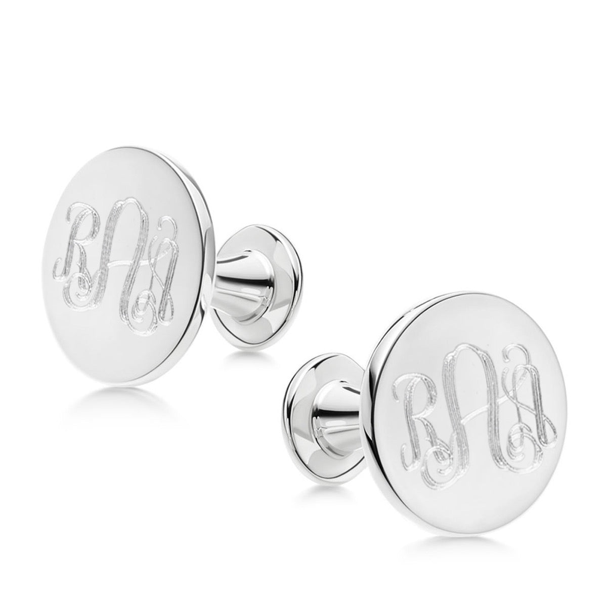 Silver Cufflinks Round Monogram| Hersey & Son Silversmiths