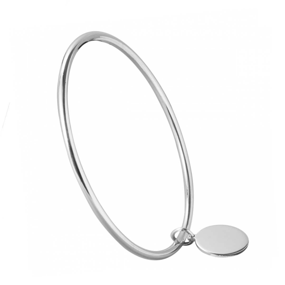 Silver Bangle with Engraved Disc Charm | Hersey & Son Silversmiths