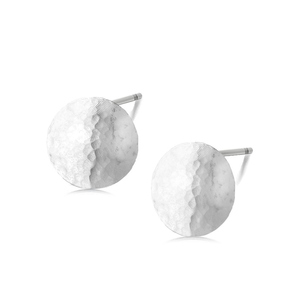 Large Hammered Silver Disc Earrings | Hersey & Son Silversmiths