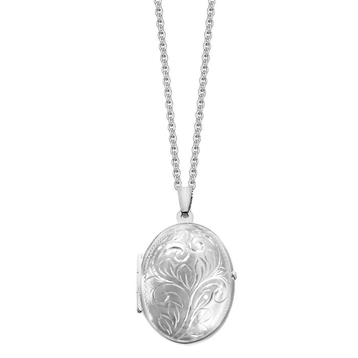 Sterling Silver Oval Engraved Locket | Hersey & Son Silversmiths